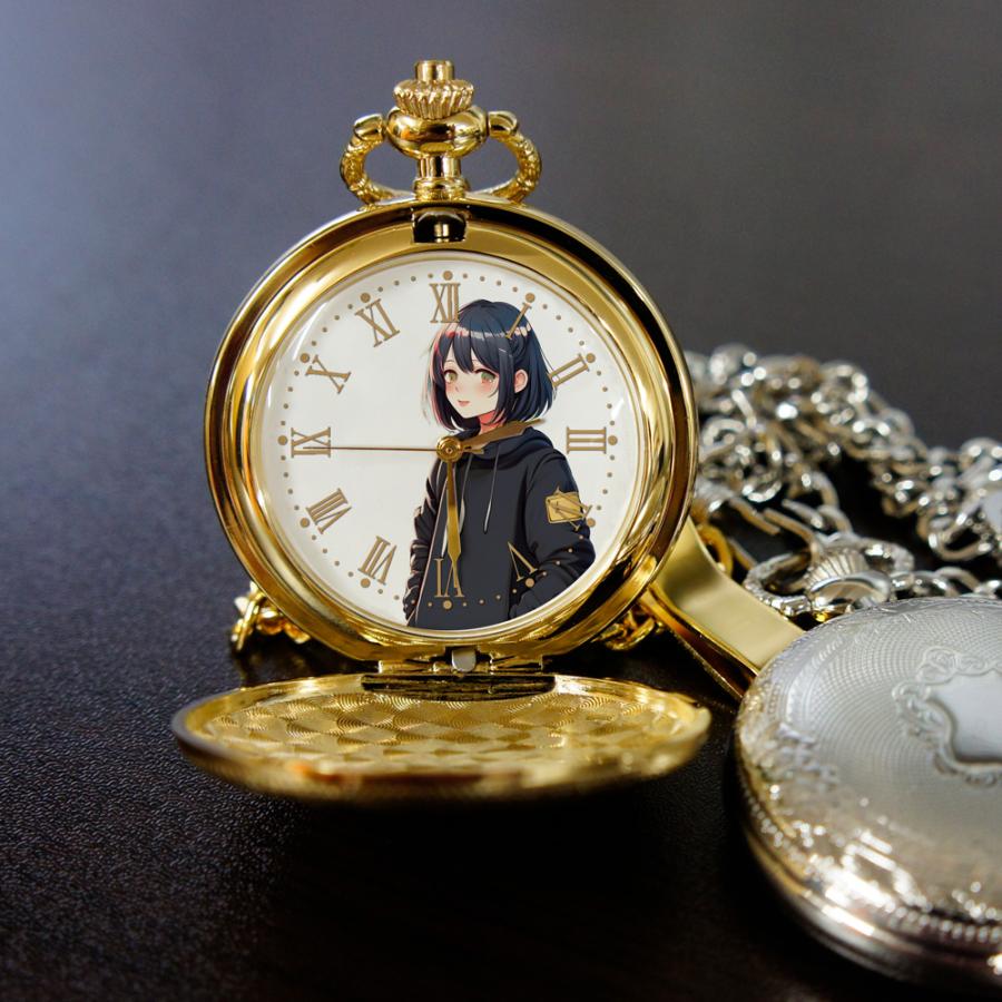会社ロゴ 蓋付き 懐中時計 オリジナル時計 企業ロゴマーク 校章 卒業