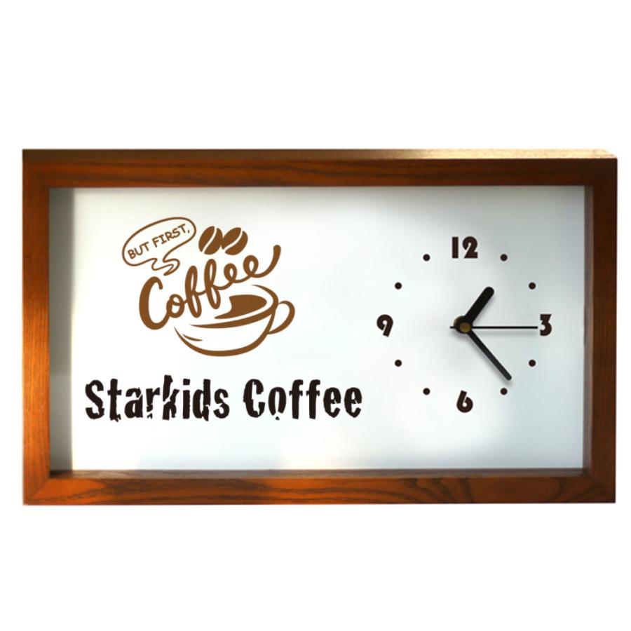 会社ロゴ時計 長方形フレーム木製時計 オーダーメイド オリジナル 企業