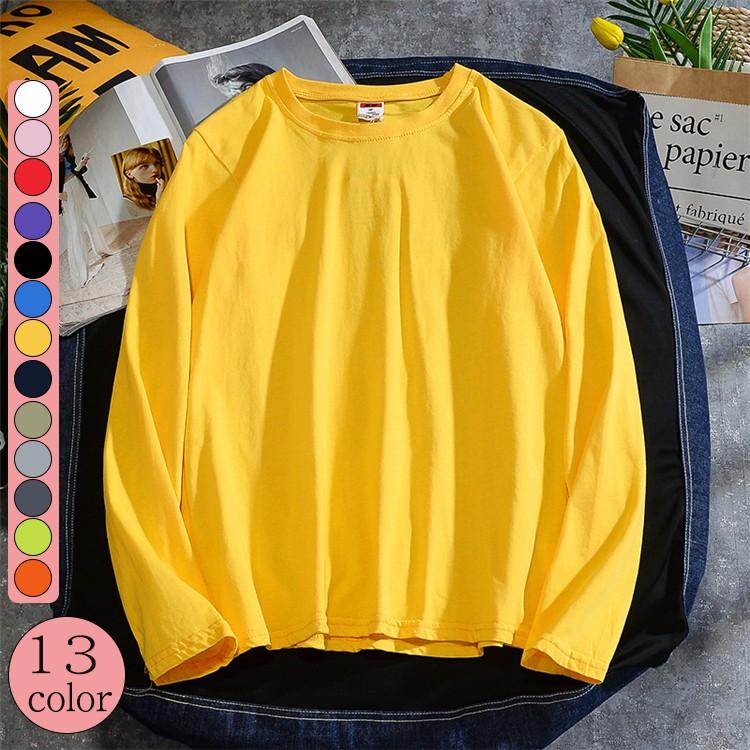 Tシャツ レディース ランキングや新製品 メンズ カットソー インナー 長袖 薄手 コットン100 春夏 ラウンドネック