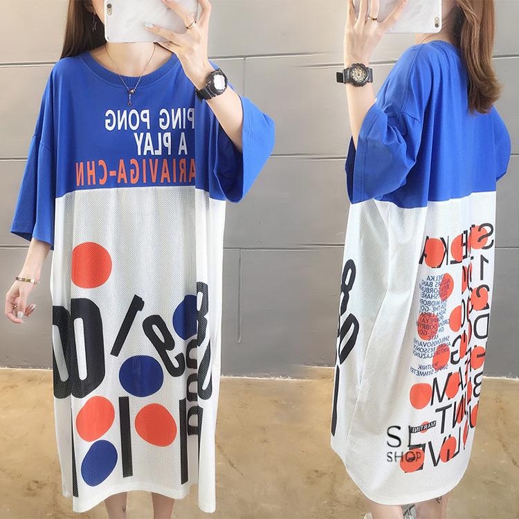 ワンピース レディース 半袖 チュニック Tシャツ 切り替え 英字柄 メッシュ風 パジャマ 部屋着 ゆったり まとめ買いでお得