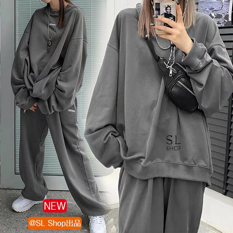 セットアップ レディース ジャージ上下セット ゆったり カジュアル 大きいサイズ トレーナー ワイドパンツ ルームウェア 部屋着 メーカー公式