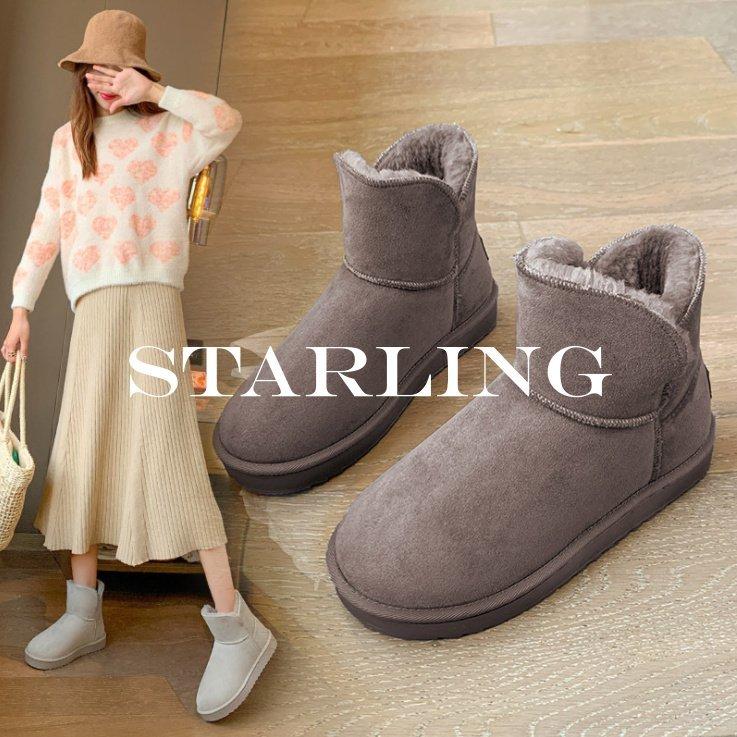 ムートンブーツ レディース ショートブーツ ラウンドトゥ ファームートン 靴 ファー 防寒 冬物 フラットヒール 痛くない 防滑 内ボア 可愛い 暖かい もこもこ 税込