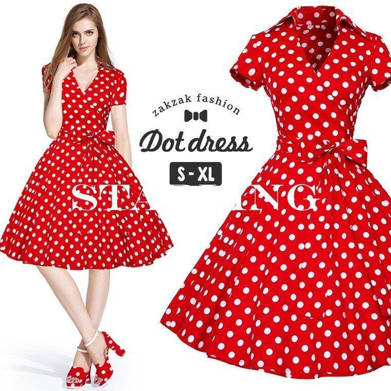 ワンピース ドットスカート フレアスカート ドット スカート 水玉 赤 原宿系 ツインコーデ ドット ファッション フレア 大人 ダンス イベント 赤 レッド Eg5 8r94 Starling 通販 Yahoo ショッピング