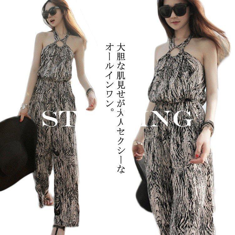 最大79 Offクーポン ポへミア オールインワン レディース サロペットパンツ ワンピース ワイドパンツ 涼しい レーヨン ガウチョパンツ 肌見せ 旅行