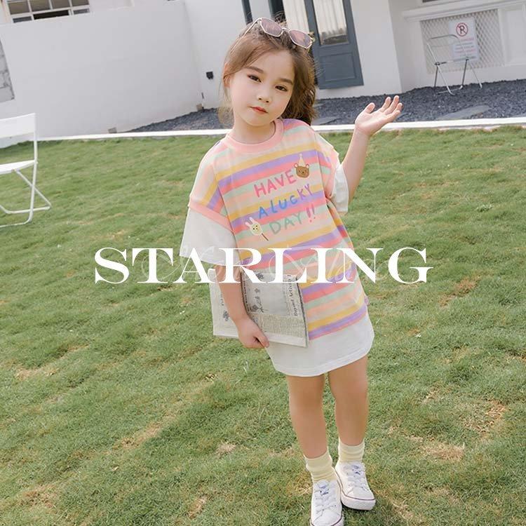 ワンピース フェイクレイヤード 子供服 女の子 Tシャツワンピース ボーダー 重ね着風 半袖 夏 キッズ ドルマンスリーブ 110 1 Sigwkez2os 子ども服 Sprintmart Com
