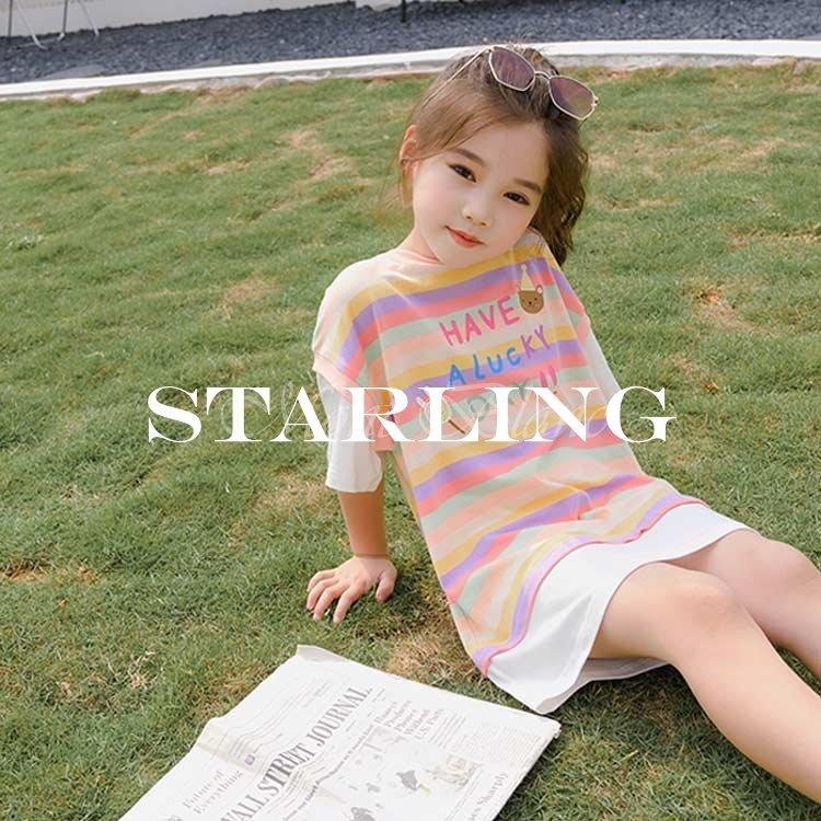 ワンピース フェイクレイヤード 子供服 女の子 Tシャツワンピース ボーダー 重ね着風 半袖 夏 キッズ ドルマンスリーブ 110 1 Sigwkez2os 子ども服 Sprintmart Com