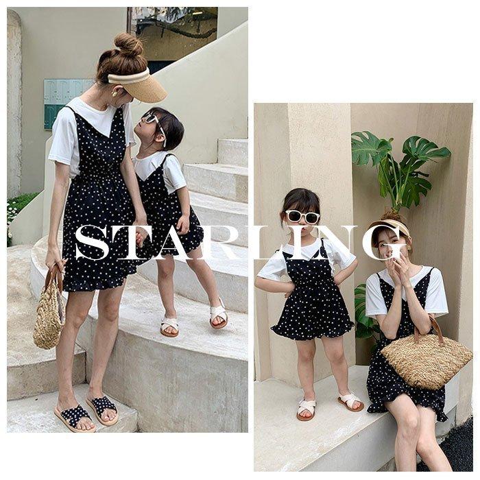 親子ペア 親子コーデ セットアップ 可愛い ママと娘 女の子 夏物 子供服 レディース Tシャツ オーバーオール 半袖 ショーツ ドット柄 お出かけ 夏着 上下セット 超歓迎された