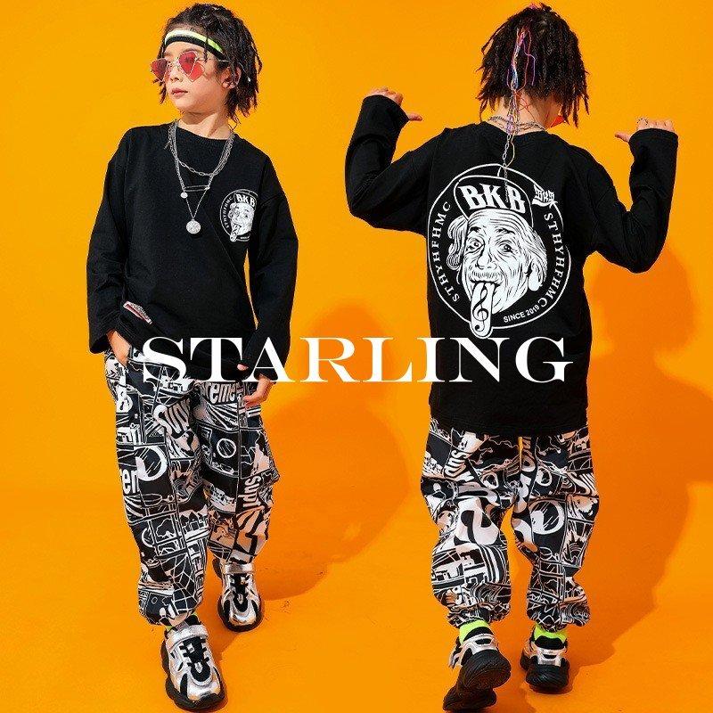 ダンス 衣装 ベスト キッズ サルエルパンツ 男の子 ガールズ かっこいい ヒップホップ 団体服 演出服 キッズダンス ステージ衣装 落書き柄 原宿系 新作通販 Streetdance