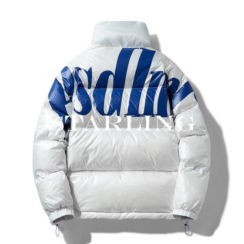 楽天ランキング1位 おしゃれ プリント 英文字 ダウン レディース メンズ ダウンジャケット ジャケット 防寒 スタンドカラー ボリューム 冬物 暖かい ダウンコート 色 ブラック Wato Kiteschool Nl