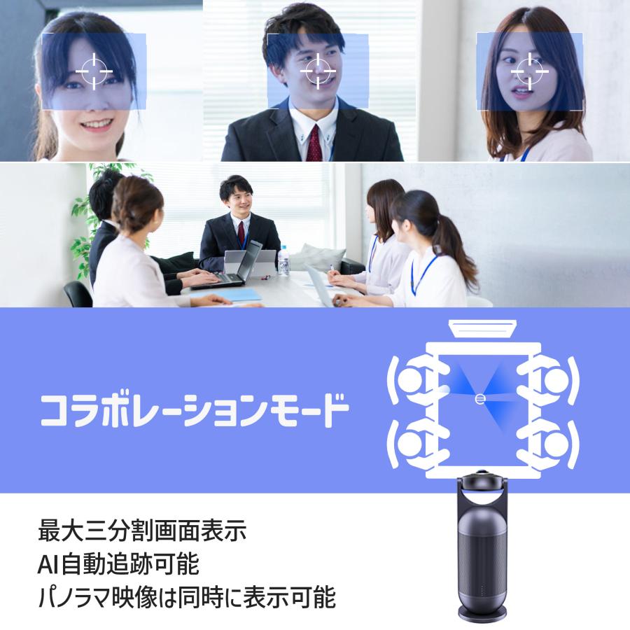 【GWセール25%OFF|2年保証|特典付】 EMEET All-in-one 会議用カメラ Capsule Webカメラ 360度 パノラマカメラ AIフォーカス 自動追跡 8つマイク｜starq-online｜16