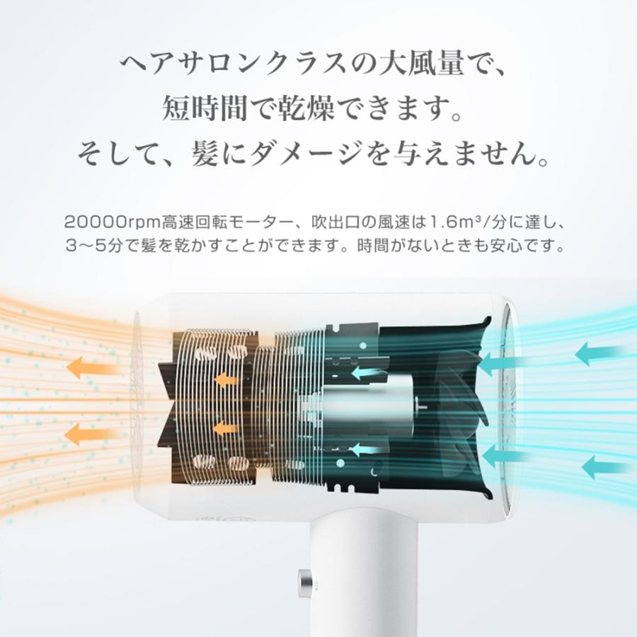 【新春セール66%OFF大特価 豪華特典付き】 ZHIBAI HL312 軽量 大風量 マイナスイオン ヘアドライヤー 速乾 軽量 コンパクトサイズ 冷熱風 1年保証 | ZHIBAI | 10