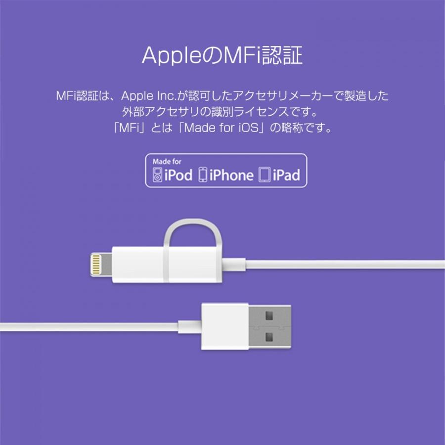 【新生活応援セール実施中 2in1 ライトニングケーブル】 ZMI iPhone 充電ケーブル 100cm iPhone14/13/12/X/iPad/iPad mini micro USB Lightning 充電 データ転送 |  | 02