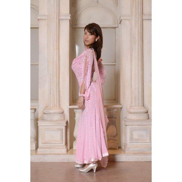 人気No.1人気No.1全身ビジューのスレンダーピンクドレス 社交ダンス