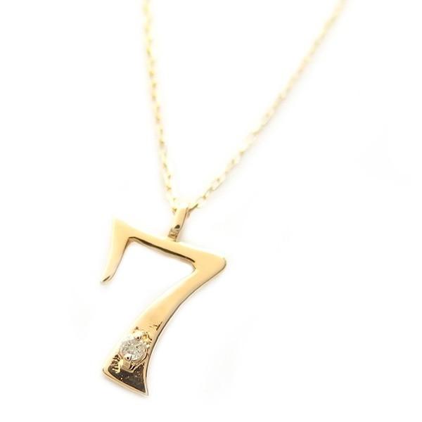 人気満点 ナンバー ネックレス ダイヤモンド ネックレス 一粒 0 01ct K18 ゴールド 数字 7 ダイヤネックレス ペンダント 珍しい Lespakigali Com