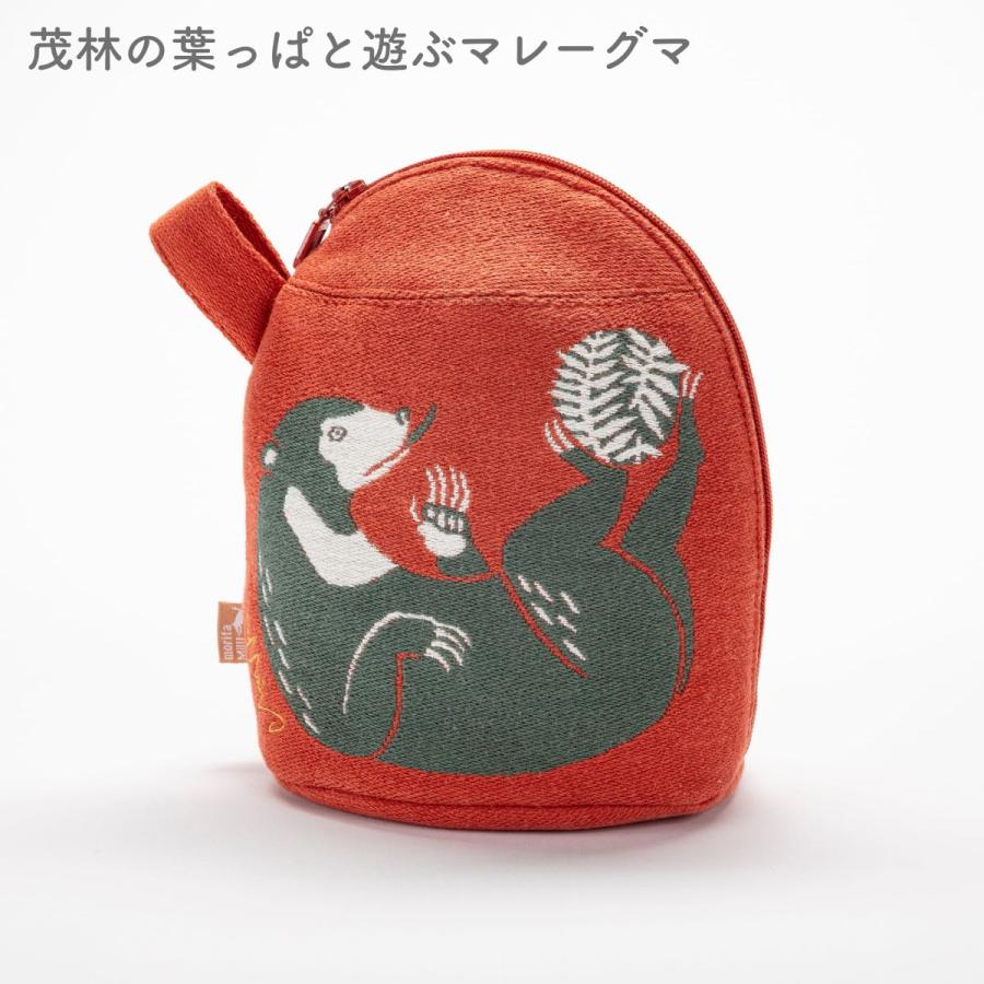 moritaMiW / 森田MiW×楠橋紋織  マチ付きポーチ ライチョウ・マレーグマ・シーラカンス おしゃれ かわいい 自立型 メイクポーチ レディース |  | 02