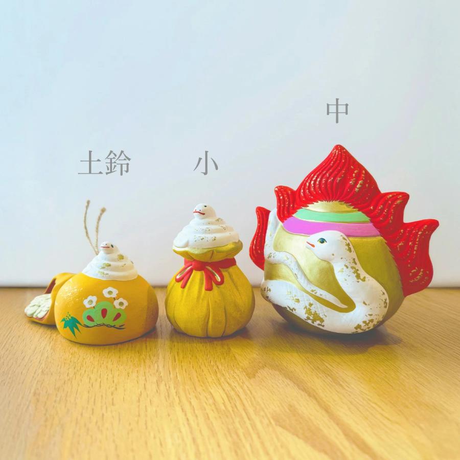 堤人形 つつみのおひなっこや 干支 巳 へび ヘビ 蛇（中）干支置物 土