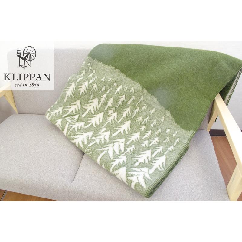 送料無料 KLIPPAN   クリッパン ウールブランケット ハウスインザ フォレスト （グリーン） 130×180cm