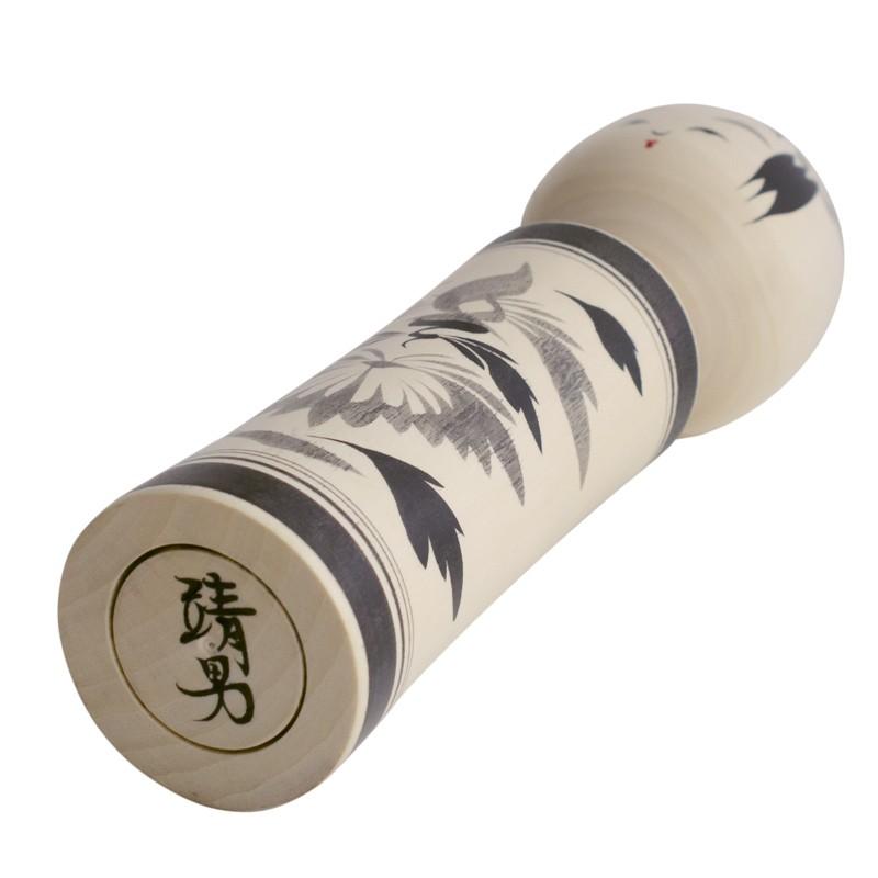 鳴子系 伝統こけし こけし 墨 六寸 約18cm こけしの岡仁 岡崎 靖男作