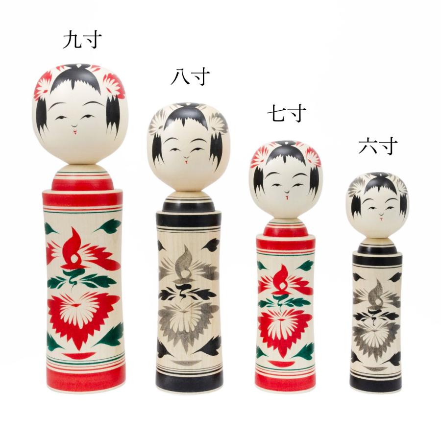 鳴子系 伝統こけし こけし 墨 六寸 約18cm こけしの岡仁 岡崎 靖男作