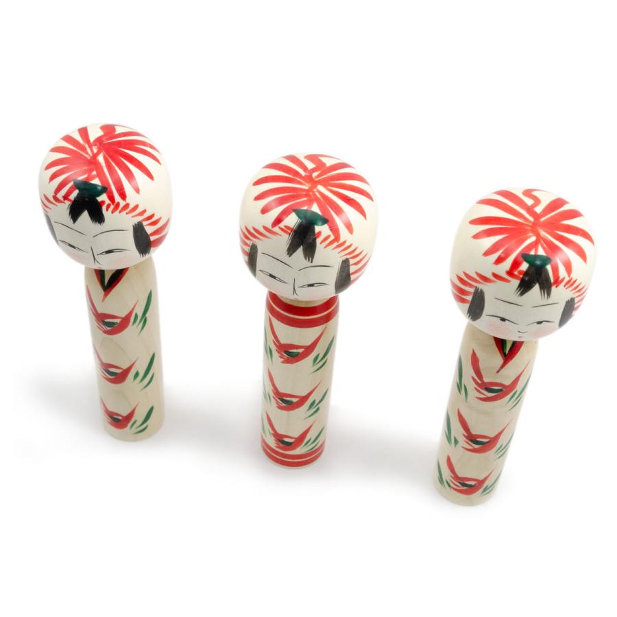 遠刈田系 伝統こけし こけし 桜くずし 衿／赤ろくろ線 五寸 約15cm