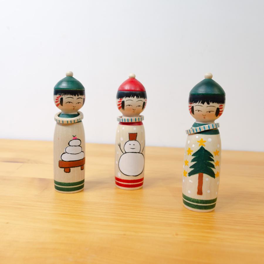 遠刈田系 伝統こけし 創作こけし 「冬こけし」四寸 約12cm 小笠原 義雄