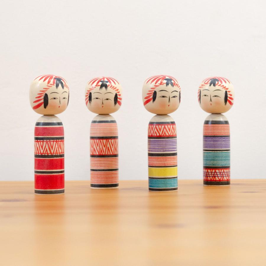 伝統こけし　小さなこけし　いろいろ厳選　10体セット 遠刈田系 伝統こけし こけし 四寸 約12cm 小笠原こけし屋 小笠原