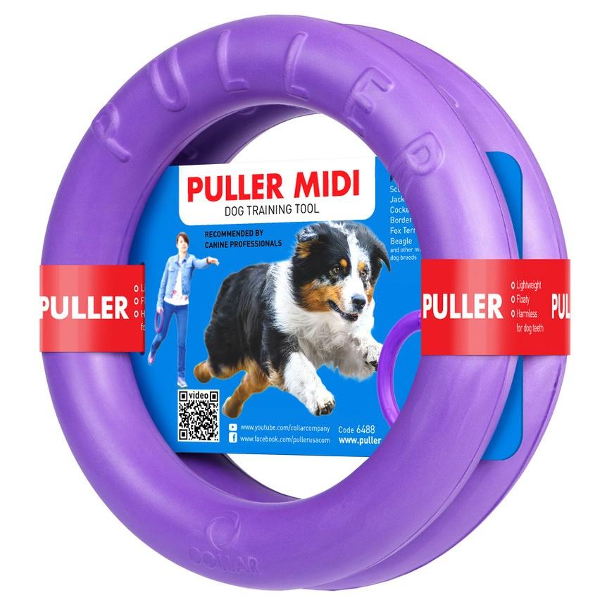 犬用　おもちゃ PULLER(プラー)　MIDI (中) 2個1組 中型・大型犬用 ボール ロープ フライングディスク