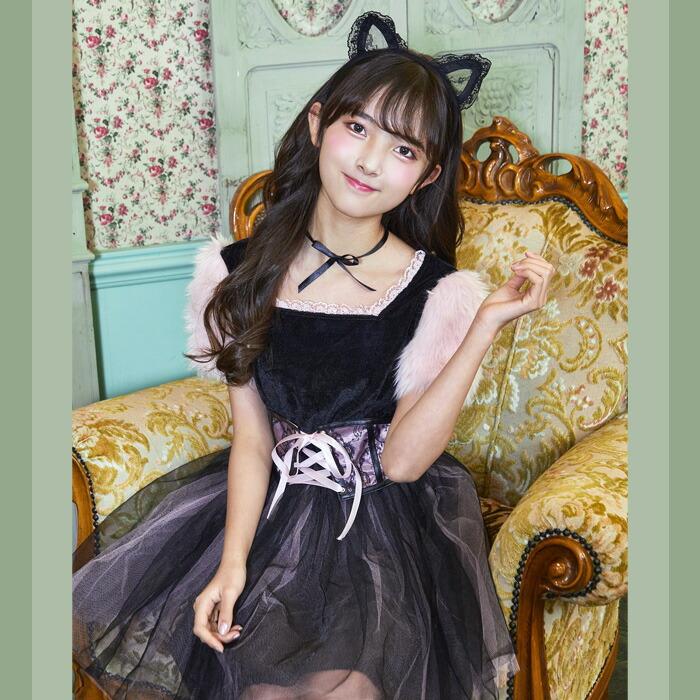 猫耳レースコスチューム 猫耳 カチューシャ レース コスプレ 猫 ネコ ハロウィン