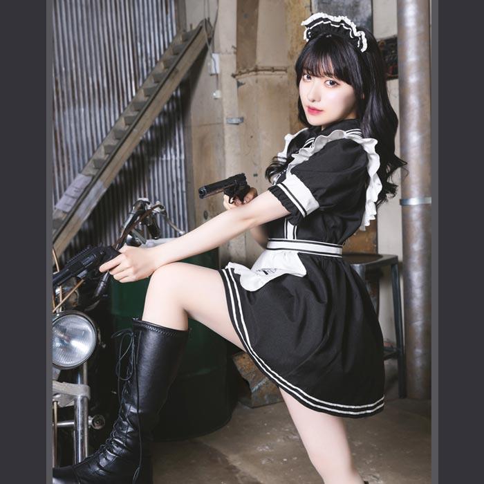 送料無料 モノキューレ メイド 夏帆 ブラック 黒 メイド服 メイド