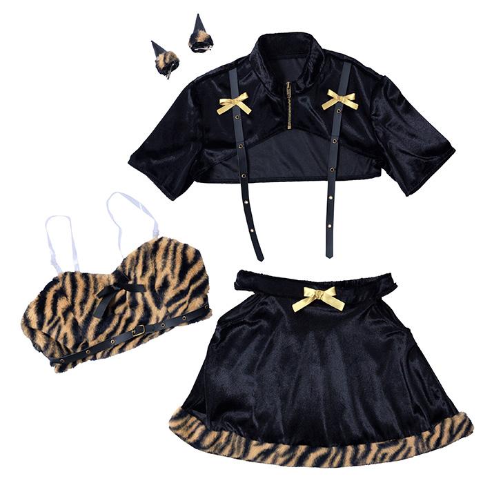送料無料 INAZUMA鬼girl クールセパレート 篠崎こころ こころ ベロア生地 ファー ヘアピン ジャケット トップス スカート トラ柄 節分 おに オニ 鬼コス |  | 01