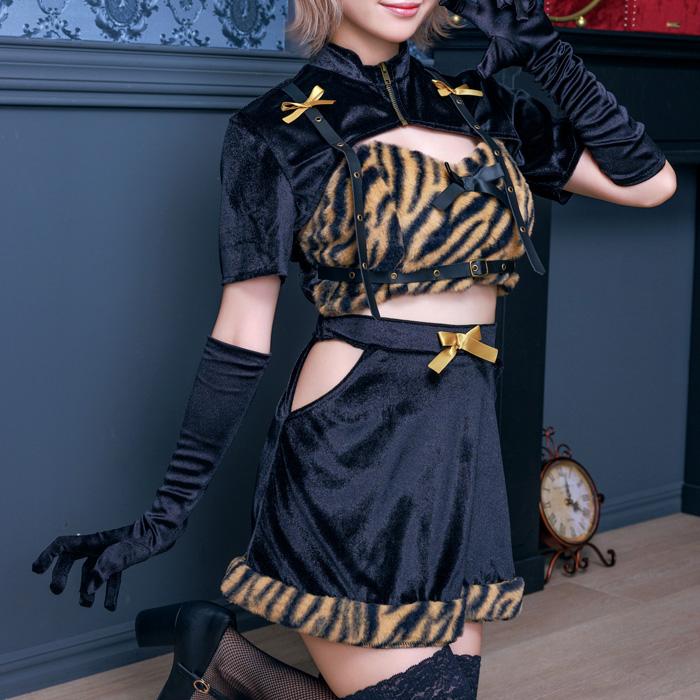 送料無料 INAZUMA鬼girl クールセパレート 篠崎こころ こころ ベロア生地 ファー ヘアピン ジャケット トップス スカート トラ柄 節分 おに オニ 鬼コス |  | 04