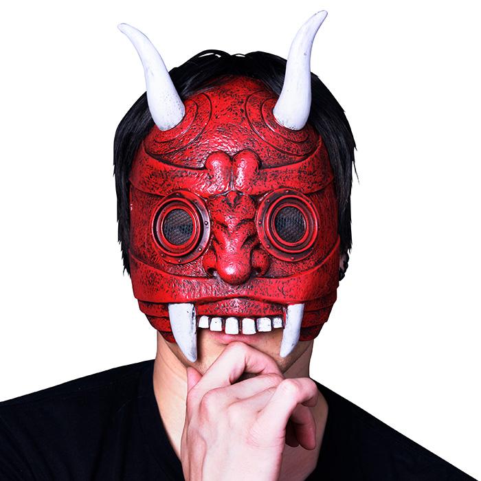 ハーフ鬼マスク 赤 お面 おめん 節分 せつぶん おに オニ リアル 怖い