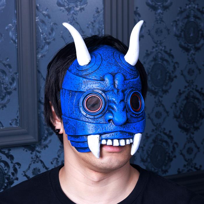 ハーフ鬼マスク 青 お面 おめん 節分 せつぶん おに オニ リアル 怖い