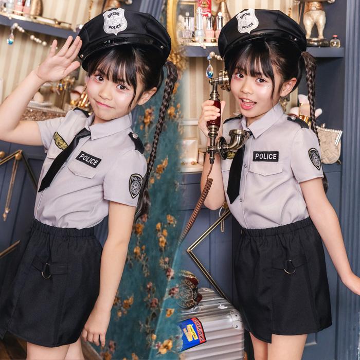 キッズ グレイ ポリス スカート ポリスマン おまわりさん 帽子