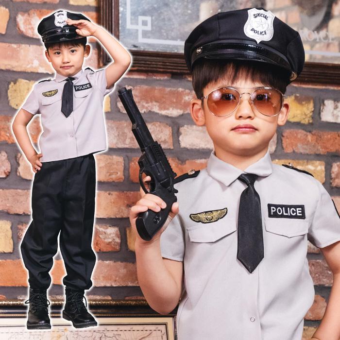 キッズ グレイ ポリス パンツ グレー ブラック 警察官 コスプレ 衣装 コスチューム ハロウィン 子供用 子ども 幼稚園 小学生 男の子 女の子 男の子 120 140 | 