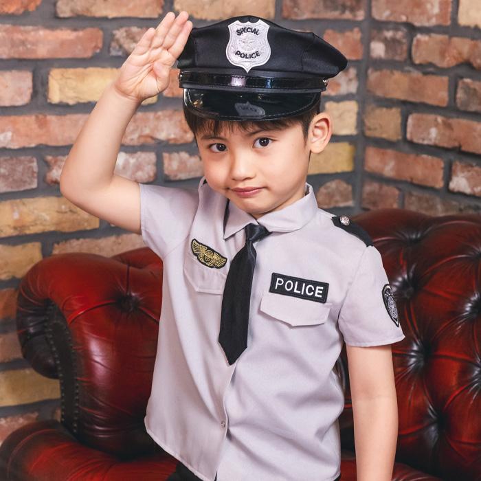 キッズ グレイ ポリス パンツ グレー ブラック 警察官 コスプレ 衣装 コスチューム ハロウィン 子供用 子ども 幼稚園 小学生 男の子 女の子 男の子 120 140 |  | 05