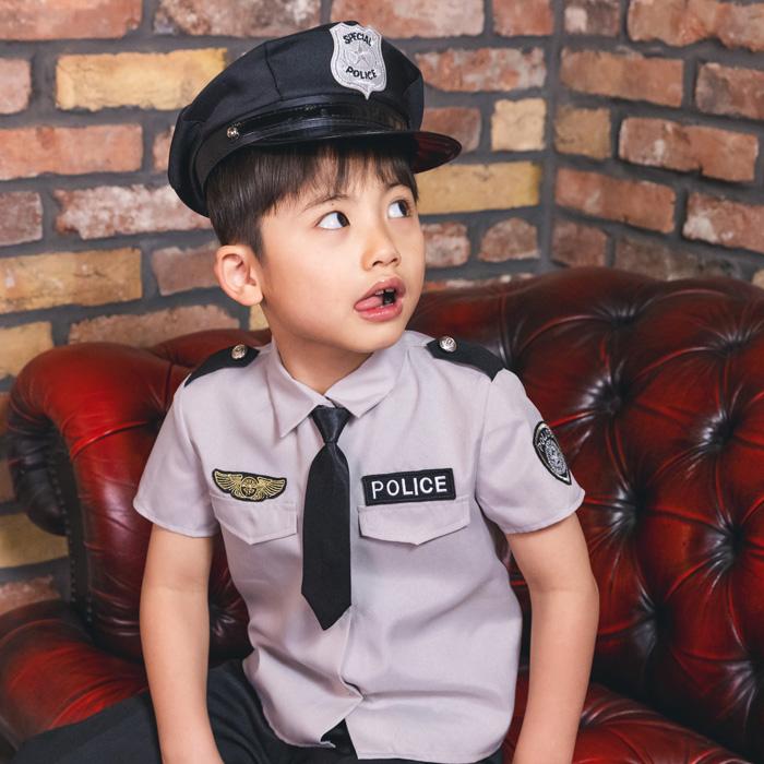 キッズ グレイ ポリス パンツ グレー ブラック 警察官 コスプレ 衣装 コスチューム ハロウィン 子供用 子ども 幼稚園 小学生 男の子 女の子 男の子 120 140 |  | 08