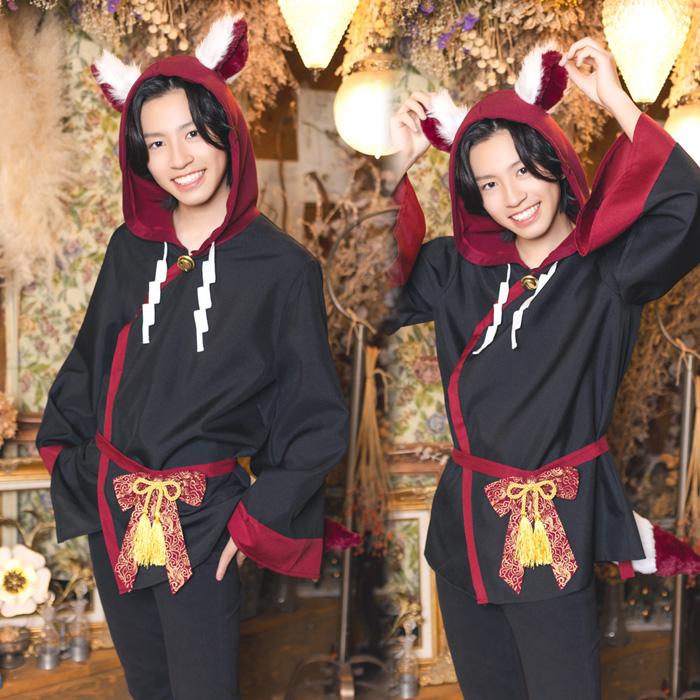 ジュニアサイズ 稲荷様パーカー ブラック 稲荷神 神社 お稲荷さん 動物 きつね 狐耳 和風 コスプレ コスチューム ハロウィン ガールズ ボーイズ 中学生 小学生 |  | 13