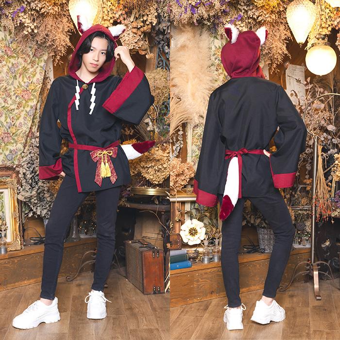 ジュニアサイズ 稲荷様パーカー ブラック 稲荷神 神社 お稲荷さん 動物 きつね 狐耳 和風 コスプレ コスチューム ハロウィン ガールズ ボーイズ 中学生 小学生 |  | 02