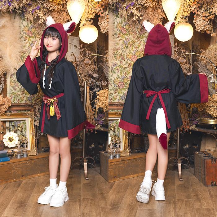 ジュニアサイズ 稲荷様パーカー ブラック 稲荷神 神社 お稲荷さん 動物 きつね 狐耳 和風 コスプレ コスチューム ハロウィン ガールズ ボーイズ 中学生 小学生 |  | 03