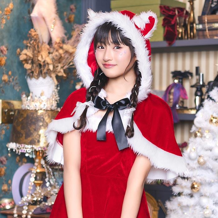 ジュニアサイズ メリープラムフェアリー ねこケープサンタ レッド 赤