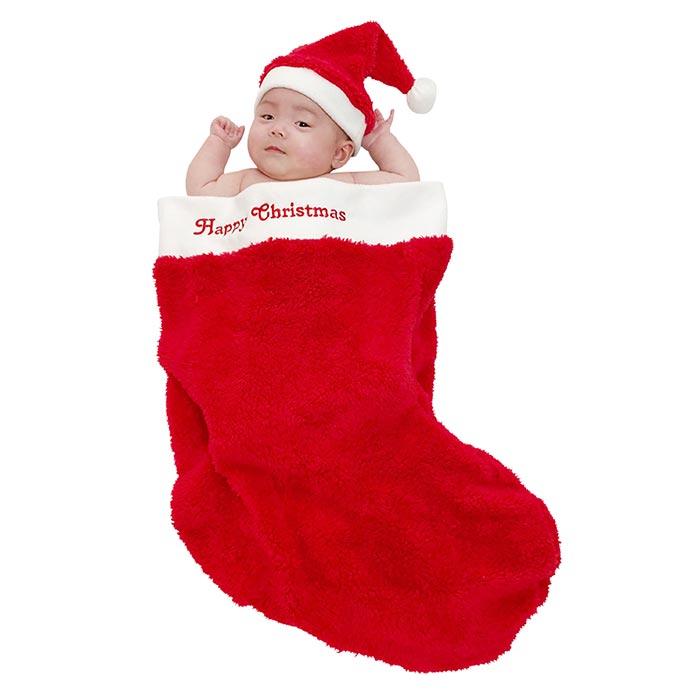 ベビー マシュマロ クリスマス ビッグソックス レッド 赤 靴下 帽子