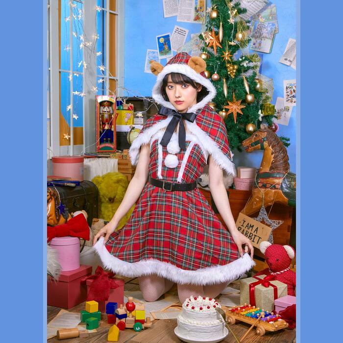 ミミノエル テディ ケープ サンタ サンタコス チェック柄 コスプレ