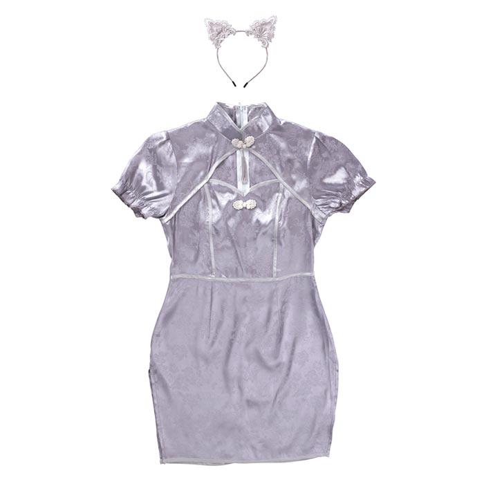 送料無料 マカロンキャット グレーチャイナ グレー 灰色 チャイナドレス ドレス ワンピース ねこ 猫 ネコ ねこ耳 中国 レディース コスプレ衣装 コス コスプレ |  | 01