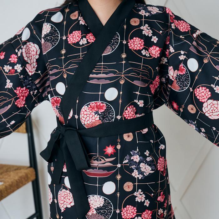 着物 花丸文 ブラック 黒 花柄 はっぴ 応援はっぴ ハッピ 和風 和服 きもの 羽織り 和柄 お祭り コスプレ コスチューム 仮装 衣装 忘年会 新年会 宴会 出し物 |  | 05