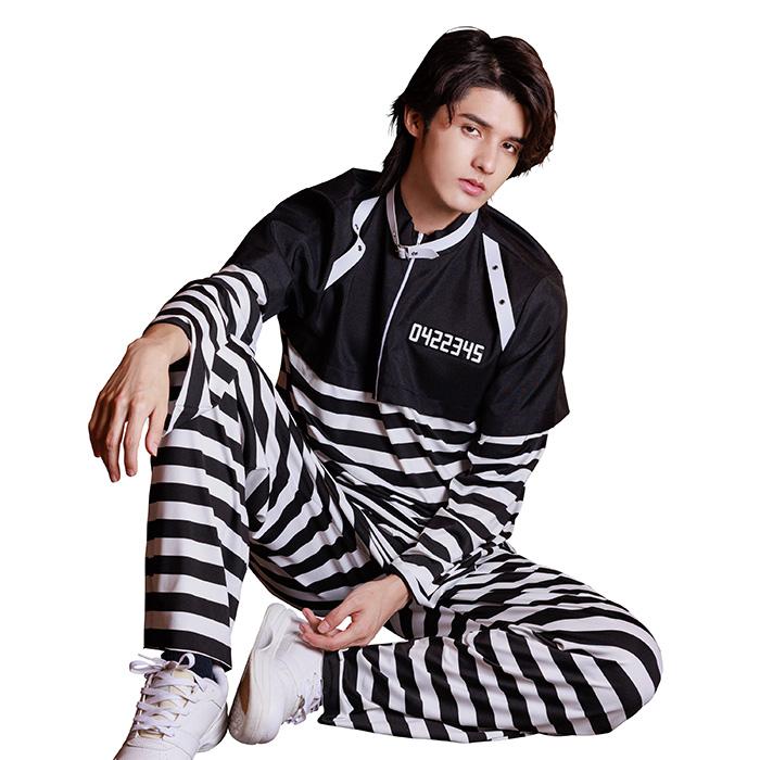 男女兼用 プリズンマスター フォンデットスーツ 囚人 囚人服 プリズナー ボーダー 大きいサイズ メンズ レデイーズ コスプレ コスチューム ハロウィン 仮装 衣装 | 