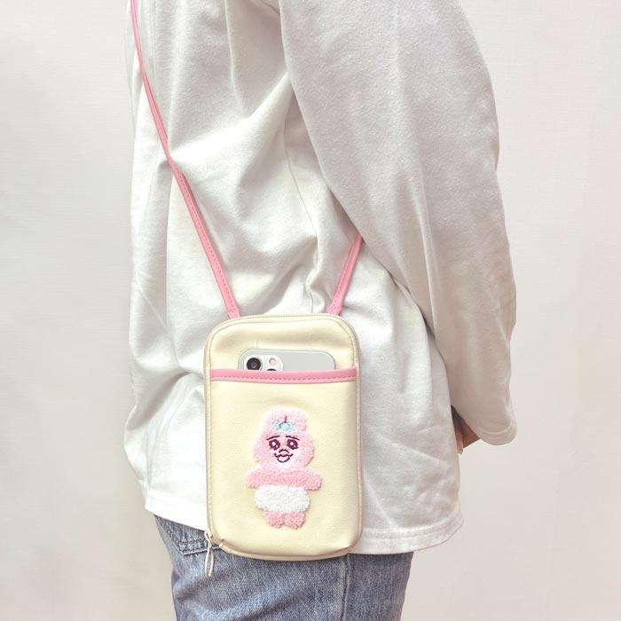 おぱんちゅうさぎ スマホショルダーバッグ 刺繍 ショルダー おぱんちゅうさぎ スマホショルダーバッグ 刺繍 ショルダー