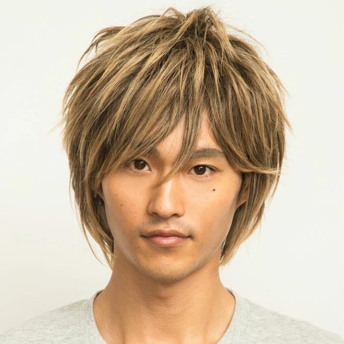 男女兼用 イケメン 耐熱 ウイッグ ウルフ ゴールド ナチュラル