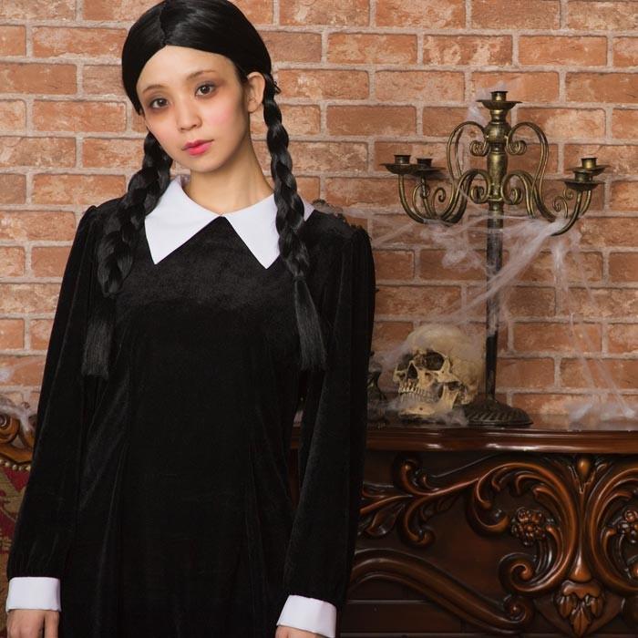 ウィッグ付 ベルベットワンピースガール ゴースト ゾンビ お化け ホラー アダムスファミリー ウェンズデーアダムス コスプレ コスチューム ハロウィン S Cs 6g127 スターズ 通販 Yahoo ショッピング