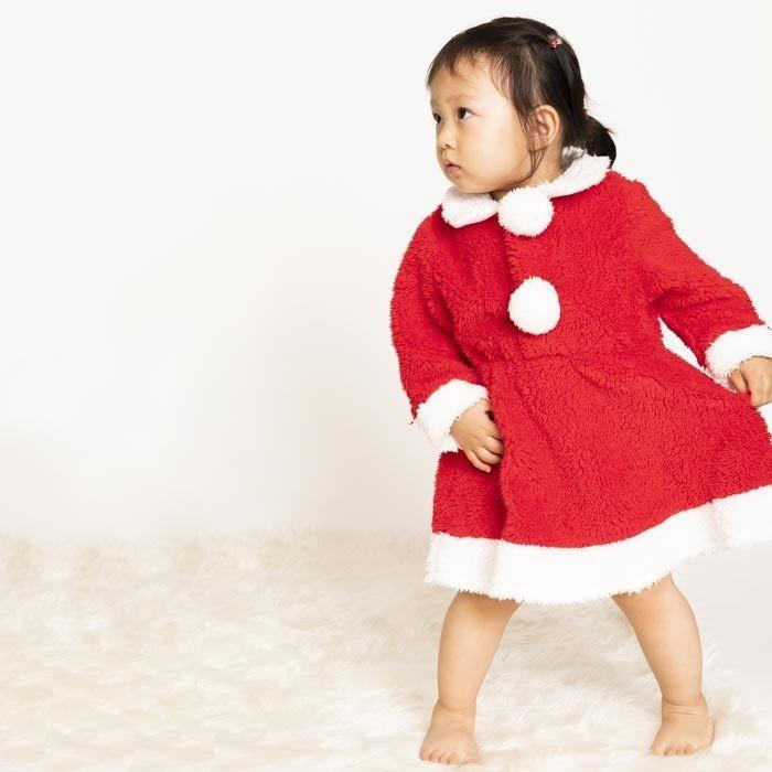 ベビー マシュマロ サンタドレス もこもこ あったか ワンピース 赤ちゃん 80サイズ サンタコス クリスマス 仮装 キッズ 衣装 コスチューム ハロウィン コスプレ｜stars-y｜02